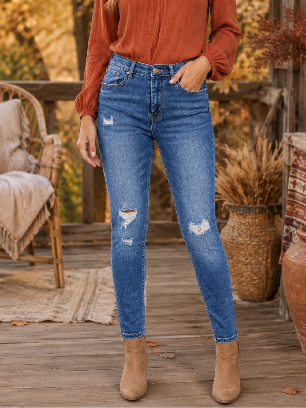 Vigoss Light Blue Distressed Boyfriend Jeans